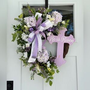 “He Is Risen” Cross Wreath